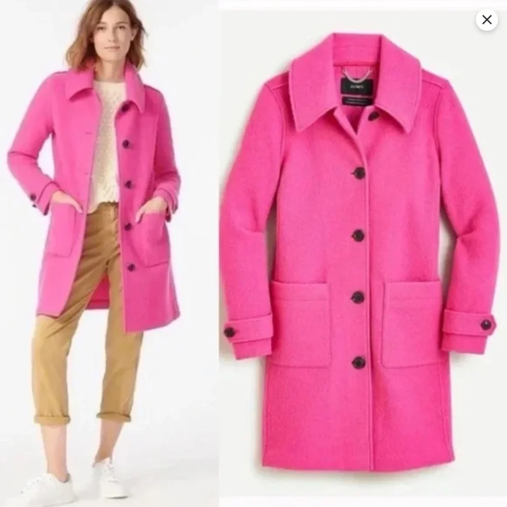 JCrew Daphne Lady Coat Italian Boiled Wool 8 TALL Pink Manifattura di Carmignano - Picture 11 of 11